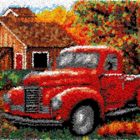 Rug Making Latch Hooking Kit | Vintage Truck (81x61cm printed canvas) - Picture 1 of 7